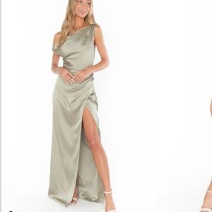 Brand new l!! Show Me Your Mumu Jodie Dress - Moss Green Luxe Satin